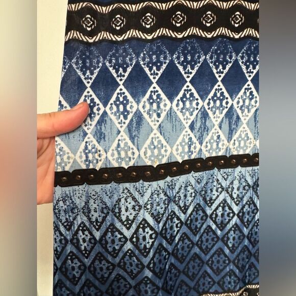 Sandra & Tiffany Blue Boho Print Sleeveless Dress Small - Picture 3 of 9